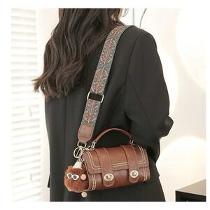 PU Leather Handbag‎ Shoulder Strap Crossbody Small Brown